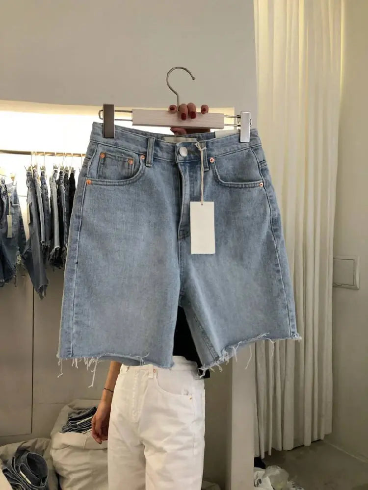 Loose Casual Women's Five-Point Denim Shorts Divine Frequency