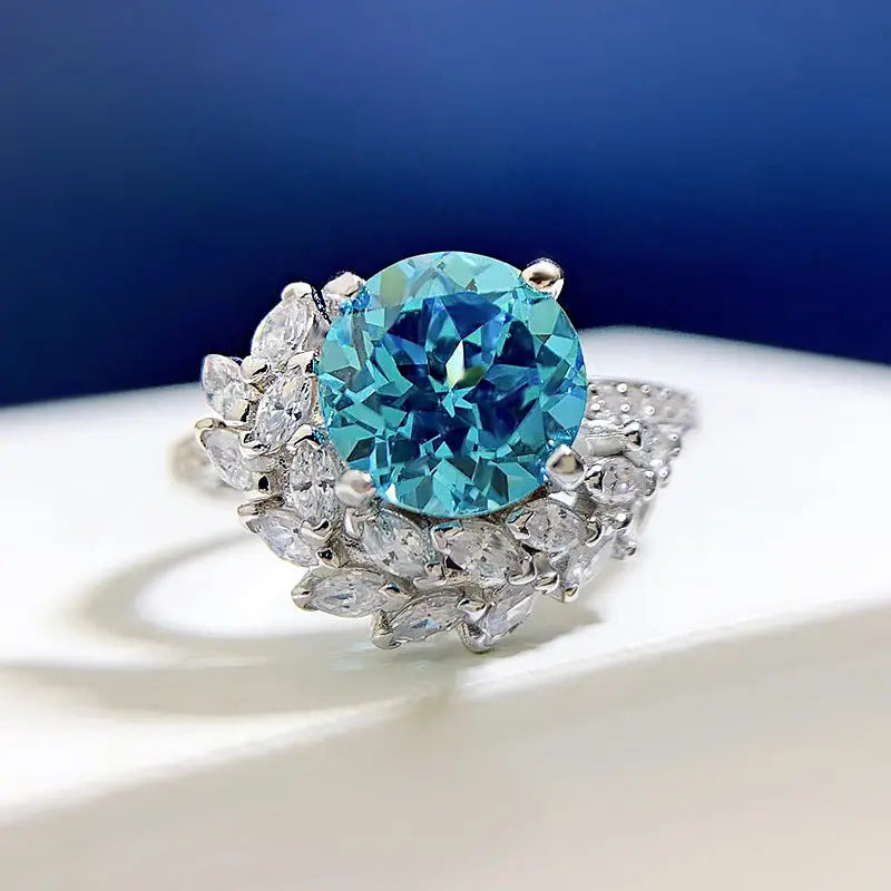 S925 Silver Round Rhinestone Engagement Ring Divine Frequency