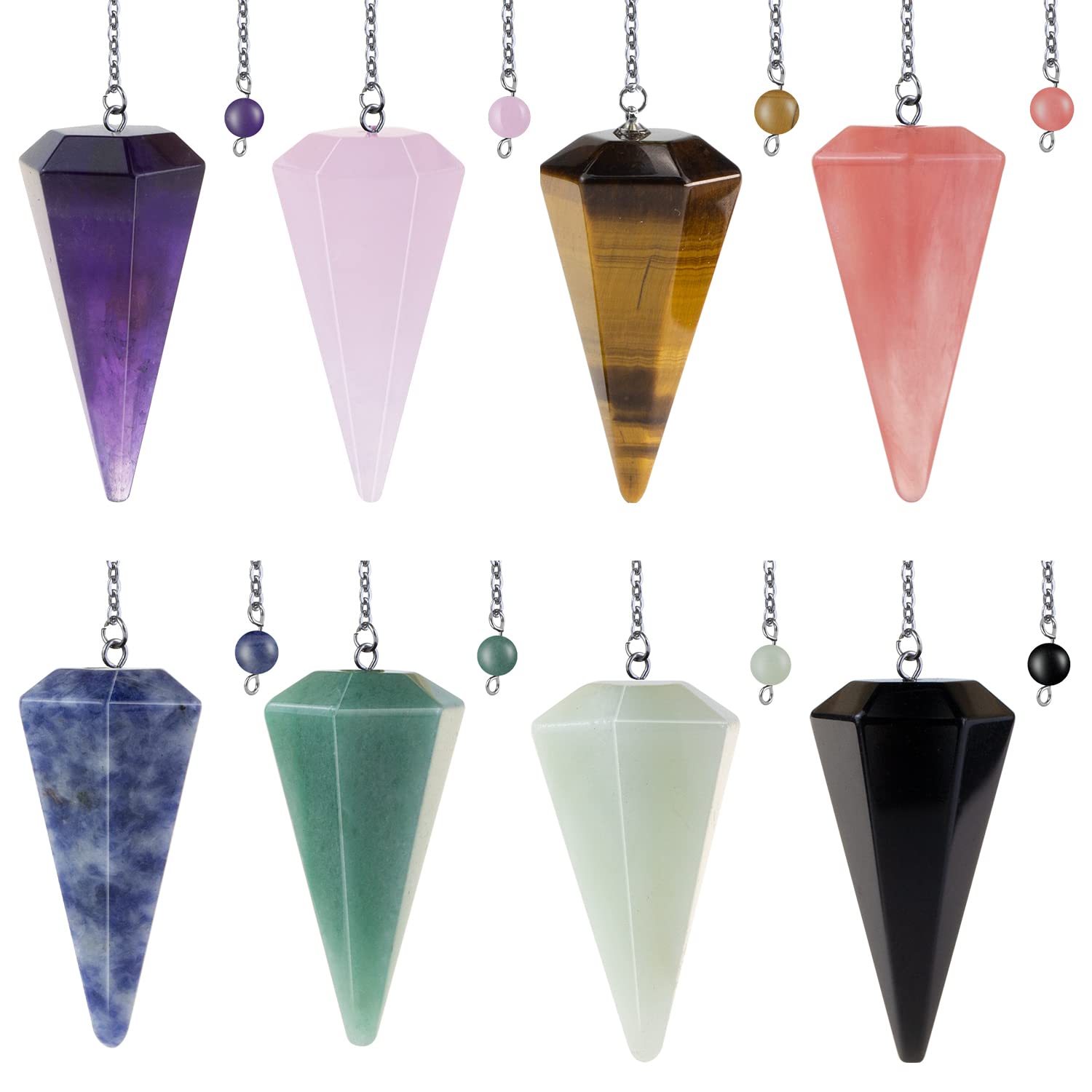 Mixed ONLY 3pcs Pendulum Crystal Witchcraft Supplies Reiki Gemstone Quartz Healing Crystals Stones for Spiritual Divination Meditation Chakra Energy Balance Divine Frequency